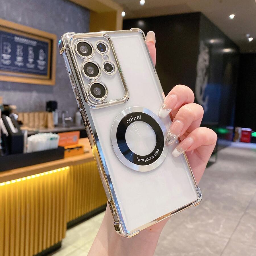 Free Gift (Lens Film) Luxury Magnetic Shockproof Airbag Phone Case Compatible With Apple 6/7/8/X/XS/XR/11/12/13/14/15/16/16e, S22/23/24/25/S24 FE/S25 EDGE, A04/05/06/A14/A15/A16/A24/A25/A34, Redmi Note 7/8/9/10/11/12/13, Redmi 9/10/12/13C, Honor X, HW, Realme C53 C55 Waterproof Anti-Fall Scratch Resistant - Silver - View 1