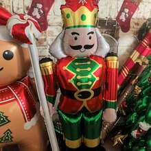 1pc 62.2 Inch Super Large Nutcracker Cartoon Lollipop Foil Balloon Set, Christmas Decoration