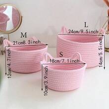 Handmade Woven Cat-Shaped Storage Basket, Desktop/Bedside Organizer Basket, Living Room/Bedroom Storage Bin - Pink - View 7