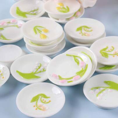 3pcs Realistic Ins Style Fresh Floral 3D Embossed Ceramic Tableware Set, Including Mug, Plate, And Bowl, Random Style