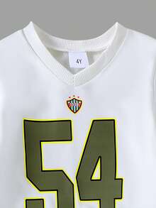 2pcs Young Girls Casual Graphic Number Print Sweatshirt And Cargo Pants Set, Spring/Autumn - Army Green - View 3