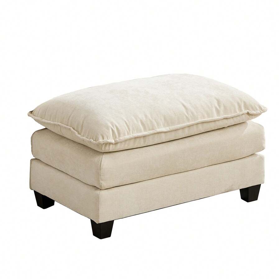 Aoowow Matching Ottomans For Cloud Sofas,Modern Chenille Upholstered Ottoman For Living Room Bedroom,Fluffy Footstool Extention For The Cloud Couches,Soft Comfy Cushioned Footrest (Beige, Ottoman) - Biege Ottoman - 查看 1
