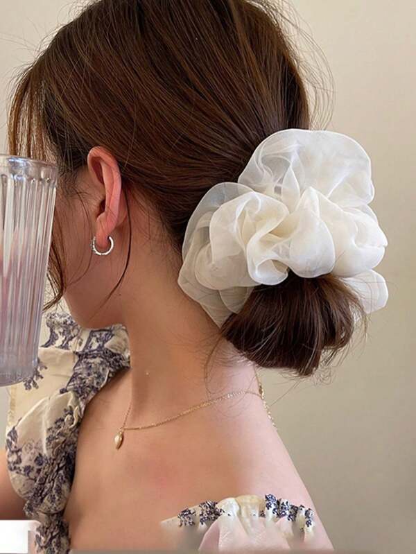 2025 New Fluffy Scrunchie Hair Ties, Oversized Elegant Chiffon Hair Ties, Hair Elastics, Home Beauty Women Accessory Gifts