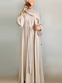 2pcs/Set Sleeveless Tank Top And Cardigan Combo, Multiple Choices, Please Refer To Size Chart Carefully. 1pc Women Pocket Headscarf Design, Skin-Friendly Breathable Fabric, Suitable For Women's Daily Outdoor Prayer Wear, Loose And Convenient Abaya, Two Sizes Available