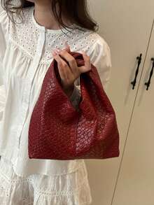 时尚腋下小手提包，2025新款编织新月包，百搭小手提包 - 彩色 - 查看 16