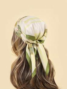 A Ladies Printed Fashion Pocket Square Polyester Scarf Tie-In Scarf Suitable For Daily Use - Green - View 7