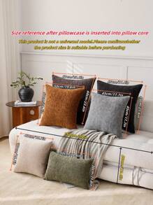 1pc Decorative Faux Linen Red Pillowcase Modern Farmhouse Throw Pillow Cover, Rustic Woven Texture For Living Room, Bedroom, Car, Bed, Chair, Sofa Cushion Cover