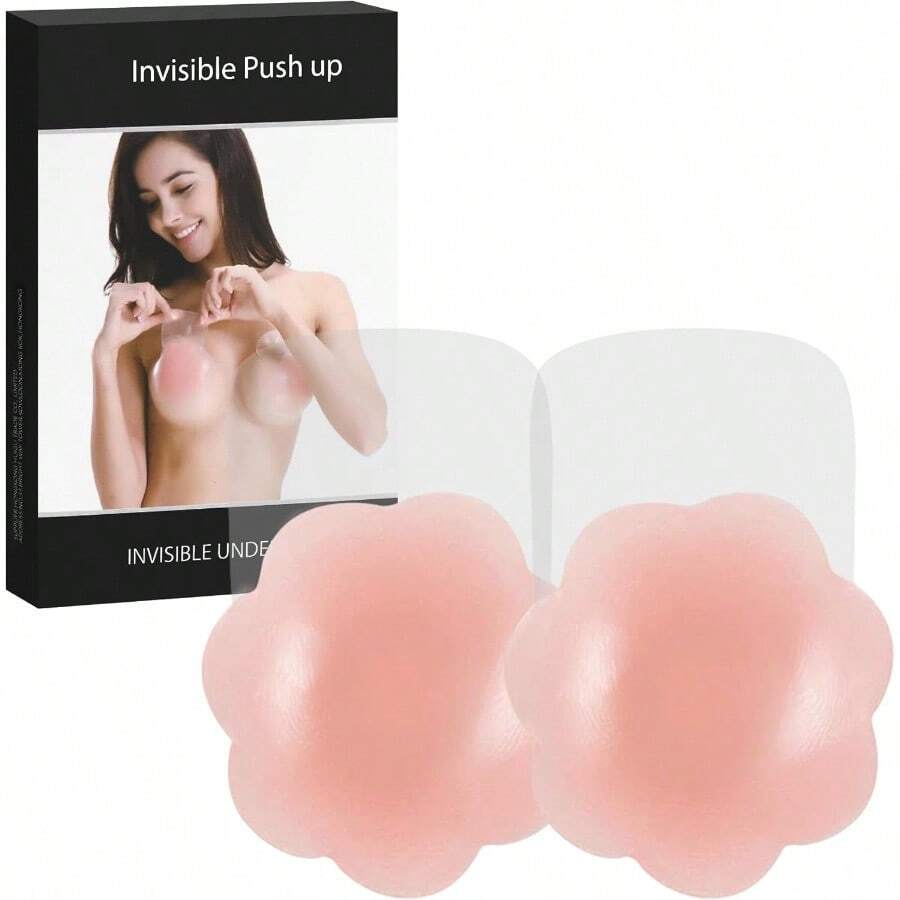 LAN MUQU Nipple Cover With Lift Breast Lifting Pasties Reusable Show Nipple Cover Sticky Silicone For WomenGS 8380 - 粉色 - 查看 1