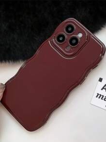 1 pieza Funda de smartphone de unicolor crema con borde ondulado 3D, compatible con las series Apple 16Pro/16ProMax/16/16Plus/15ProMax/15Plus/15Pro/15/14/14ProMax/13/13ProMax/12Pro12/11/11ProMax