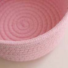 Handmade Woven Cat-Shaped Storage Basket, Desktop/Bedside Organizer Basket, Living Room/Bedroom Storage Bin - Pink - View 8
