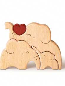 个性化木制熊姓氏拼图纪念品礼物，定制姓氏熊木制拼图，个性化熊雕像动物拼图，家居装饰摆件，适合送给妈妈、爸爸、成人的礼物，母亲节礼物，父亲节礼物 - 大象 - 查看 8