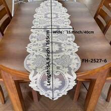1 件优雅米色刺绣桌旗，采用涤纶面料制成，适用于餐桌、咖啡桌、酒吧、梳妆台、小家电，非常适合婚礼、派对、节日、庆典和日常使用、万圣节、圣诞节主题装饰，尺寸选项：15.7 * 37.4 / 43.3 / 64.9 英寸