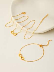 2pcs Minimalist Figure 8 Necklace & Bracelet Set For Women, Elegant Gift And Daily Wear