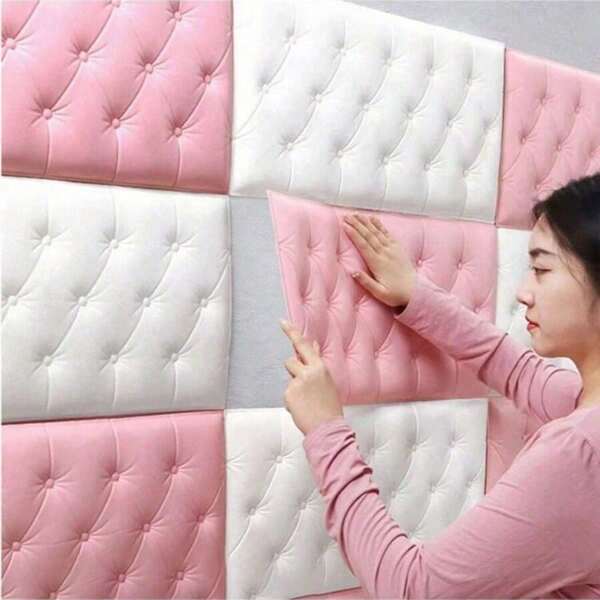 4/6pcs 3D Soft Foam Wall Tiles – Peel-And-Stick Self-Adhesive Wallpaper Panels Waterproof & Moisture-Proof Wall Decor Perfect For Tatami Bed Headboards, TV Accent Walls, Bedrooms, Living Rooms, Kindergartens Removable Renovation Stickers – Wall Panels / Wallpaper / Wall Decals / Spring Decoration Wall Paper Wall Stickers Room Decor