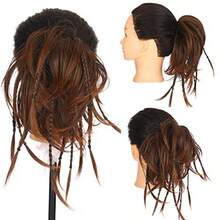 Mled My Bun Hairpiece Hair Rubber Scrunchie Synthetic Wavy Bun Extensions Elastic Chignon Instant Ponytail Updo For Women Medium Brown To Auburn Brown 8001 - 中棕色至赤褐色 - 查看 1