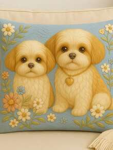 Decorative Oxford Cushion Cover Embroidered Rustic Boho Living Room Bedroom 45x45 Animals Living Room Bedroom Style - 西施犬 - 查看 1