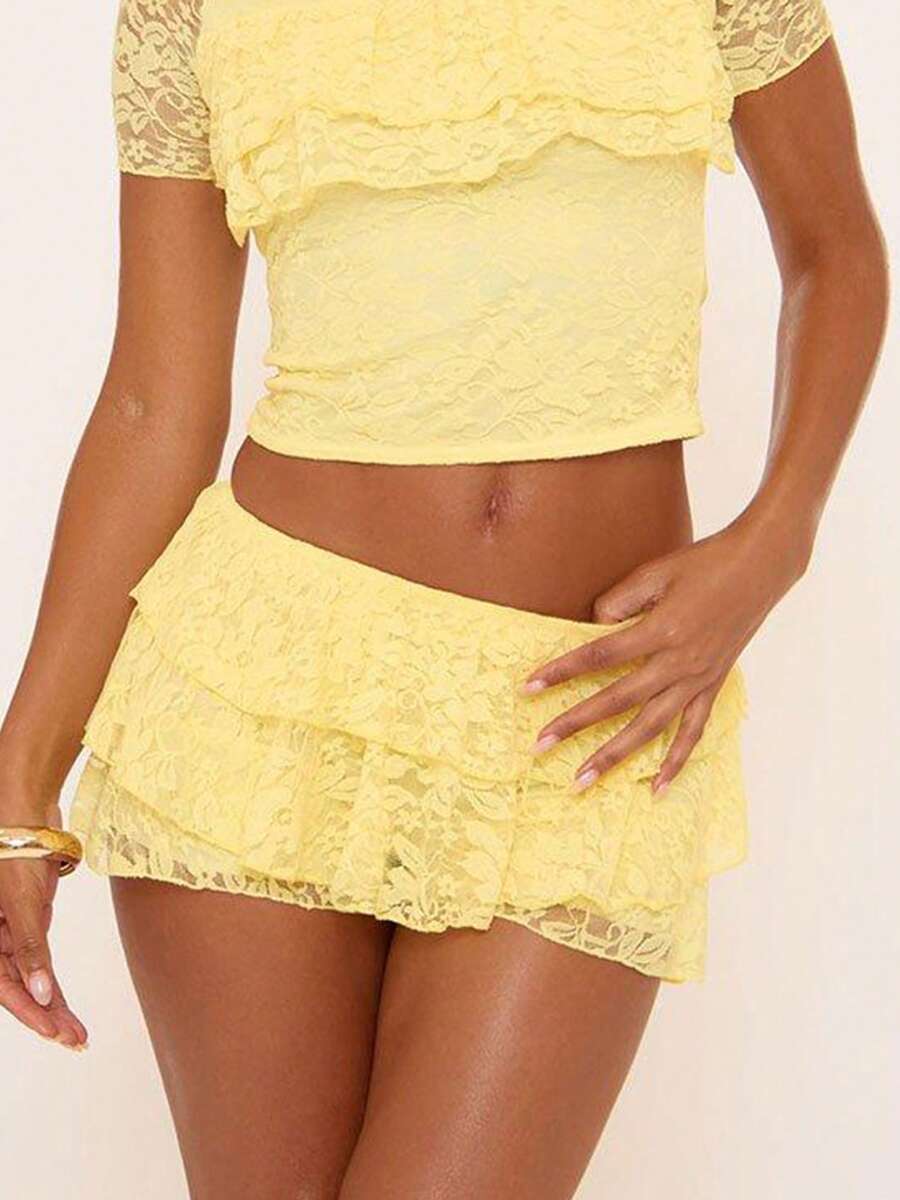 Women Lolita Bloomers Cute Ruffle Shorts Lace Pumpkin Pants Boyshorts Layered Bottoms Y2k Sweet Pettipants Women's Y2k Ruffle Shorts Lace Lolita Bloomers Elastic Waist Bow Front Shorts Micro Boyshorts - 黃色 - 查看 1