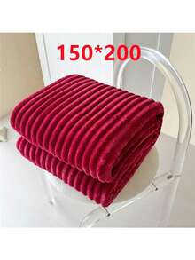 1pc Red Flannel Blanket, Christmas Gift, Soft Fleece Throw Blanket For Bed, Sofa, Car, Office Nap, Shawl - Burgundy - View 10