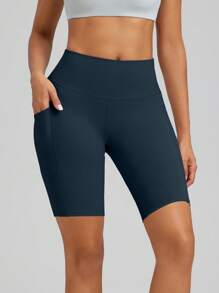 Set de 3 piezas de pantalones cortos/shorts de mujer de cintura alta con control de abdomen, con bolsillos, de tela elástica y transpirable para absorber la humedad, para fitness, deportes al aire libre, yoga, pilates, correr, ciclismo