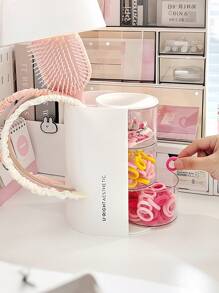 1 件儿童多层旋转收纳盒，可旋转收纳盒，用于发夹、发饰、发带、化妆海绵、珠宝、戒指，防尘收纳 - 白色 - 查看 4