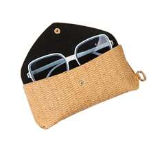 NYXIA 波西米亚风耐用 PP 材质编织草编眼镜盒硬壳夹钩时尚柔软防护眼镜袋带钩适用于女士时尚旅行必需品旅行配件旅行包度假返校学校用品眼镜盒太阳镜女士