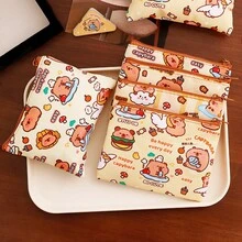 Monedero de capibara con estética Ins, bolsa de almacenamiento con cremallera mini para mujeres, adolescentes y niñas - Auriculares, lápiz labial, toallas sanitarias - Multicolor - Ver 2