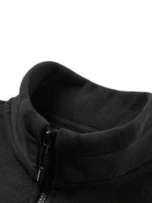 Chaqueta de forro polar gruesa para hombres, chaleco con bolsillos, forro cálido, chaqueta sin mangas con cremallera, adecuada para actividades al aire libre en otoño e invierno. - Negro - Ver 5