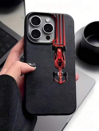 1个时尚赛车图案磨砂防摔TPU手机保护壳，兼容苹果17、16、15、14、13、12、11、17 Pro Max，男女通用