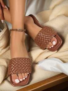 Ciabatte da donna stile vacanza, con tacco basso intrecciato, design slip-on, comode e traspiranti, adatte per attività all'aperto, spiaggia, uso interno, leggere e traspiranti, ottimo regalo per la Festa della Mamma