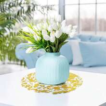 1 Set Of 10pcs 13-Inch (Approx. 33.0cm) Gold Foil Grid Embossed Disposable Placemats, 6pcs Gold Metallic Charger Plates Suitable For Dining Table, Wedding, Birthday Party, Holiday Home Decor