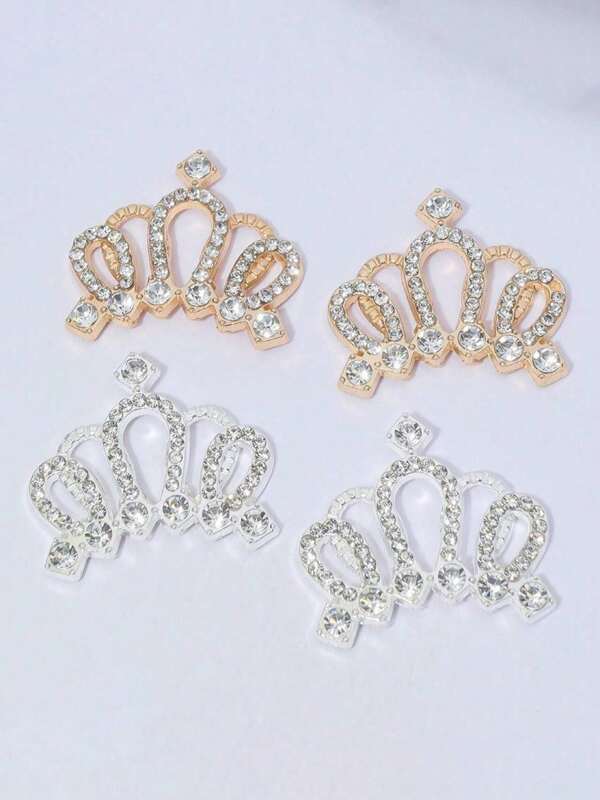 10pcs 0.98x0.95 Inch / 2.49x2.41 Cm Rhinestone Crown Design Charms, Craft Supplies DIY Handmade Party Jewelry Decorations