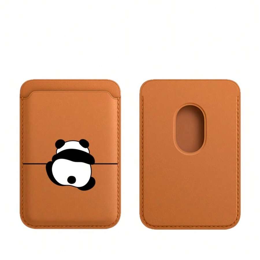 [Magsafe Magnetic Card Pack] Cute Panda Pattern Is Suitable For IPhone 16 15 14 13 12 Pro Max, Using PU Material, Good Choice For Men And Girlfriends. Compatible With 1-2 Credit Cards, Bank Cards - trái cam - Xem 1