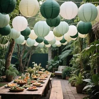 12pcs Elegant Sage Green Paper Lanterns - Bohemian Jungle Theme Party Decorations For Wedding, Bridal Party, Birthday, Anniversary, Graduation - Frameless, Hotel Decoration, Party Decoration, No Electricity Required, No Feathers, Paper Lantern Decorations