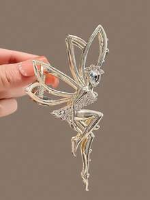 爪夹 2 件仿珍珠和水钻装饰发夹，金属爪形发夹，优雅夏季发饰秋季配饰