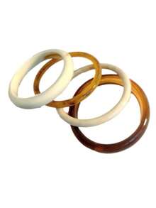 Set de 4 pulseras de estilo vintage con textura de mármol acrílico, de moda y versátil para mujeres - Multicolor - Ver 3