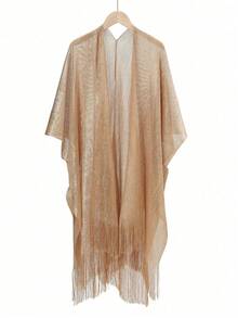 1pc Solid Color Lace Hollow Out Tassel Shawl Scarf Wrap For Women, Versatile For Dress - Multicolor - View 14