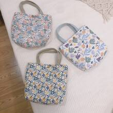 Women Tote Bags - 白底粉藍小花朵 - 查看 6