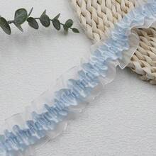 1/5 码多色双层弹性蕾丝花边 - DIY 手工艺品、服装、头带和连衣裙边缘褶边带 - 多功能缝纫配件，色彩鲜艳 - 彩色 - 查看 23
