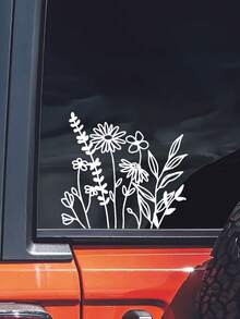 1张花卉贴纸，适用于汽车后窗、笔记本电脑、行李箱、汽车配件，亮面车贴，女士适用