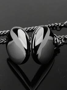 蒸汽朋克纯色怀表，黑色石英项链怀表链，适合男女，生日、婚礼和周年纪念礼物