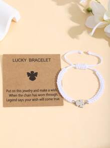 ZIRUISP 1pc Stainless Steel Little Angel Bracelet Adjustable Braided Jewelry Bracelet Couple/Friend Matching Rope Color Hand Chain , Delicate Hand Chain For Daughter/Girlfriend, Symbolize Love & Friendship Gift