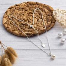 Philip Jones Silver Plated Pearl Drop Necklace Created With Zircondia® Crystals - 1 - 查看 4