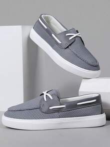 男士 2025 年新款简约经典休闲舒适时尚运动鞋 - 透气，高街休闲鞋带，网眼面料，适合所有季节，圆头，织物鞋面，EVA 鞋底，适合学生、户外、散步、街头穿着的多功能运动鞋，轻便 - 彩色 - 查看 4