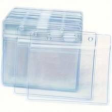 10/30/50pcs Transparent Card Protector Sleeves, Passport Card Holder, ID Badge, Work ID, Record Card Protector, Nurse ID Card Holder, Made Of PVC Material, Waterproof, Transparent PVC Horizontal Badge Holder With Resealable Quick Buckle Closure, High Transparency, RoHS And REACH Compliant, Suitable For Office And Events, Badge Holder, Clear Visible Clip, Waterproof Badge Clip,For School Supplies,Back To School - Multicolor - View 1