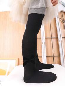 5 件套女童纯色天鹅绒蝴蝶结紧身裤，适合日常穿着，四季皆宜 - 彩色 - 查看 12