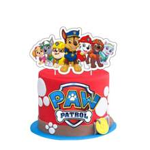 13pcs Paw Patrol Themed Birthday Cake Decoration, Paw Patrol Dog Flag Raising Cake Card Hanging Spiral Decoration Birthday Party Decoration Theme - Multicolor - View 1