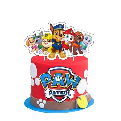  13 st Paw Patrol-tema födelsedagstårtdekoration, Paw Patrol hundflagghöjande tårtkort hängande spiraldekoration födelsedagsfestdekoration tema