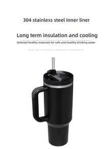 1pc, 40oz Tumbler With Lid, Straw And Handle, Stainless Steel Vacuum Insulated Water Bottle Travel Mug For Iced Coffee, Hot And Cold Tea | 0oz Large Capacity Ice Master Cup Stainless Steel Water Cup Car Cup Straw Mug - Shape - View 8