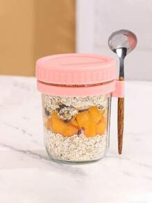2 pièces/set Tasse en verre pour avoine overnight avec couvercle et cuillère, pot Mason scellé pour petit-déjeuner, salade, yaourt, tasse à salade, tasse portable pour pique-nique en plein air. Nouvelle tasse à eau en verre avec cuillère et couvercle, tasse à avoine overnight pot Mason tasse en verre portable avec couvercle et cuillère. Contenants pour avoine overnight avec couvercles : pots Mason. Avec couvercles et cuillères, petits pots Mason pour lait, céréales, fruits, salade, yaourt.