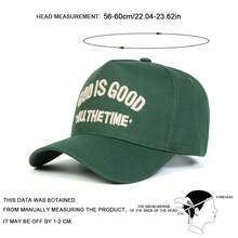 1Piece Men Letter Embroidered Baseball Cap Outdoor Adjustable Sunscreen Leisure Hat Spring Autumn Travel Tourism Beach Vacation - 綠色 - 查看 2